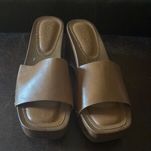 Skechers Brown Mules with Cushioned Footbed